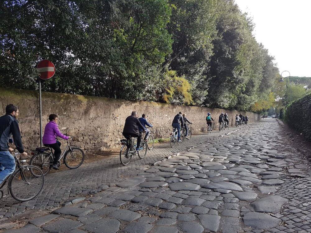 Cycling the initial stretch of the Via Appia Antica