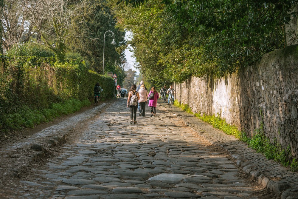 Original paving on the Via Appia Antica